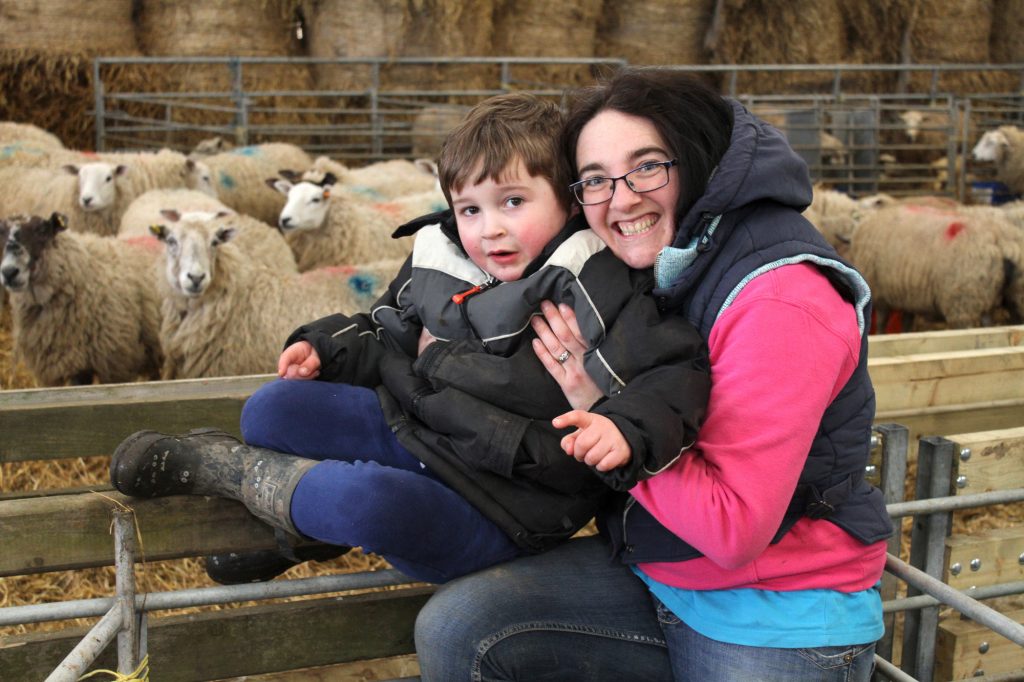 Rachel and H-boss in the lambing shed