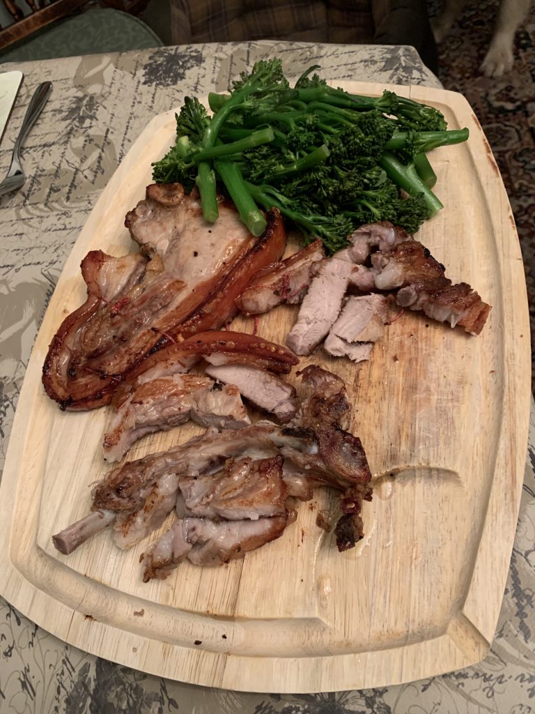 Pork chop served family-style